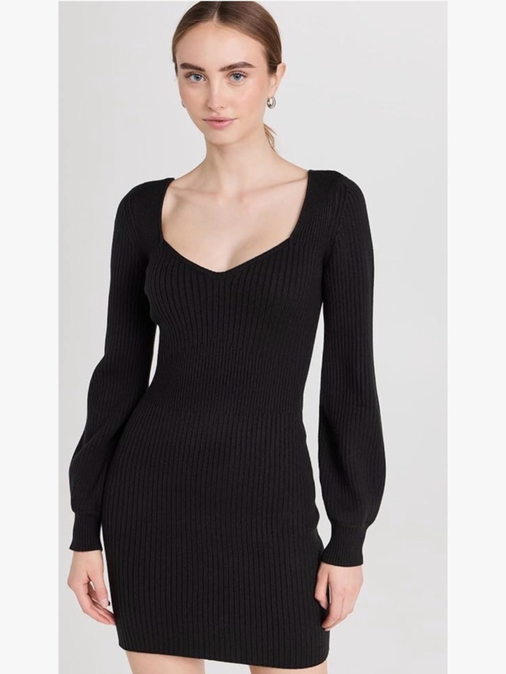 New Paige Celie Ribbed Knit Long Sleeve Sweater Dress Black Size Small